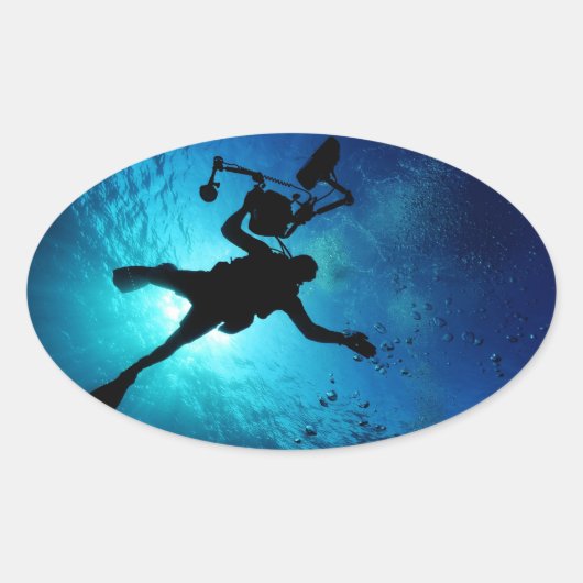 Sticker Ovale Plongeur sous l'eau (Devant)