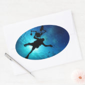 Sticker Ovale Plongeur sous l'eau (Enveloppe)