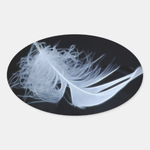 Sticker Ovale Plumes blanches - angélique par nature