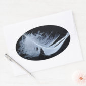 Sticker Ovale Plumes blanches - angélique par nature (Enveloppe)