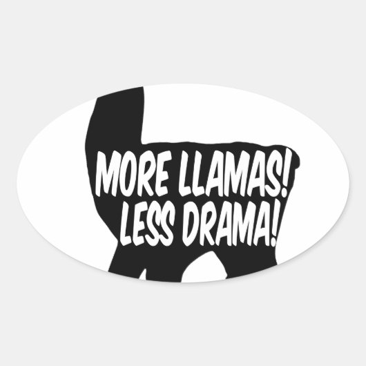 Sticker Ovale Plus de lamas moins de drame (Devant)
