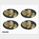 Sticker Ovale Pods de graines de Lily séchés (Feuille)