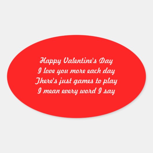 Sticker Ovale Poème de la Saint Valentin (Devant)