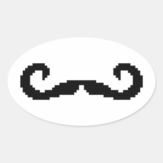 Sticker Ovale Poignée de 8 bits Pixel Moustache (Devant)