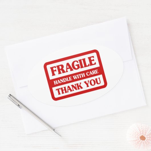Sticker Ovale Poignée Fragile Avec Soin (Enveloppe)