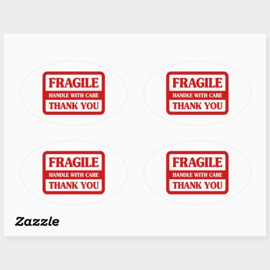 Sticker Ovale Poignée Fragile Avec Soin (Feuille)