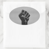Sticker Ovale Poing de solidarité en fibre de carbone (Sac)