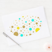Sticker Ovale Points aléatoires Jaune Turquoise Blanc Or (Enveloppe)