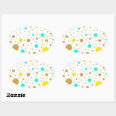 Sticker Ovale Points aléatoires Jaune Turquoise Blanc Or (Feuille)