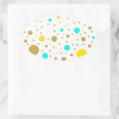 Sticker Ovale Points aléatoires Jaune Turquoise Blanc Or (Sac)