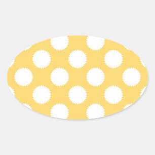 Sticker Ovale Points jaunes et blancs