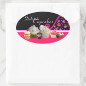 Sticker Ovale POINTS roses DE LA FÊTE D'ANNIVERSAIRE (Sac)