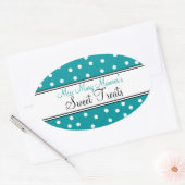 Sticker Ovale Points turquoises et blancs - Logo-Sweets (Enveloppe)
