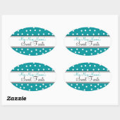 Sticker Ovale Points turquoises et blancs - Logo-Sweets (Feuille)