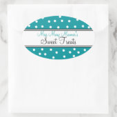 Sticker Ovale Points turquoises et blancs - Logo-Sweets (Sac)