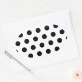 Sticker Ovale Pois noirs et blancs personnalisés (Enveloppe)