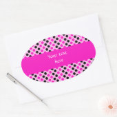 Sticker Ovale Pois roses et noirs choquants (Enveloppe)