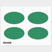 Sticker Ovale Pois verts et blancs (Feuille)