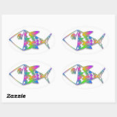 Sticker Ovale Poisson Abstrait coloré (Feuille)