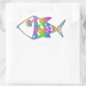 Sticker Ovale Poisson Abstrait coloré (Sac)