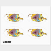 Sticker Ovale Poisson Beurre À Long Nez Fraîché (Feuille)