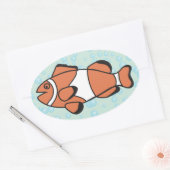 Sticker Ovale Poisson Carton mignon (Enveloppe)