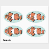 Sticker Ovale Poisson Carton mignon (Feuille)