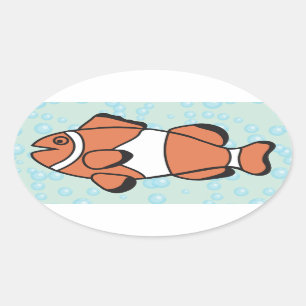Sticker Ovale Poisson Carton mignon