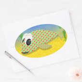 Sticker Ovale Poisson Carton mignon (Enveloppe)