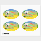 Sticker Ovale Poisson Carton mignon (Feuille)