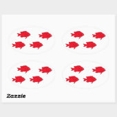 Sticker Ovale Poisson de Corail Rouge (Feuille)