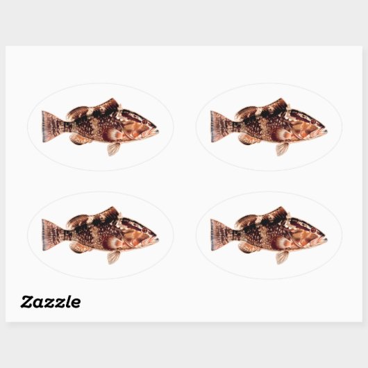 Sticker Ovale Poisson de groupe (Feuille)