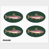 Sticker Ovale Poisson de truite arc-en-ciel (Feuille)