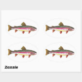 Sticker Ovale Poisson de truite arc-en-ciel (Feuille)