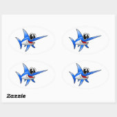 Sticker Ovale Poisson-épée caricature (Feuille)