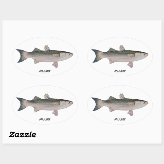 Sticker Ovale Poisson Mullet (Feuille)