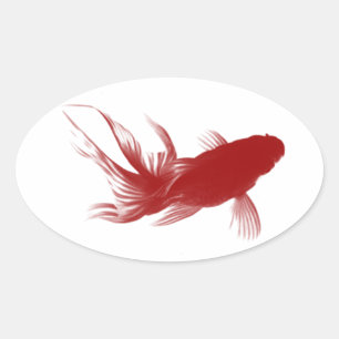 Sticker Ovale Poisson rouge Ryukin