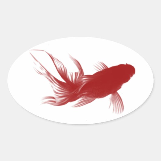 Sticker Ovale Poisson rouge Ryukin (Devant)
