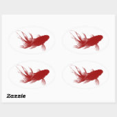 Sticker Ovale Poisson rouge Ryukin (Feuille)