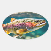 Sticker Ovale poisson saumon (Devant)