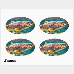 Sticker Ovale poisson saumon
