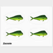 Sticker Ovale Poissons de dauphin - Dorado - Mahi Mahi (Feuille)