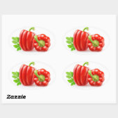 Sticker Ovale Poivrons rouges (Feuille)