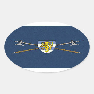 Sticker Ovale Poléax médiévaux et bouclier