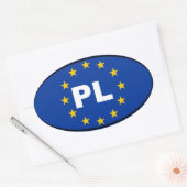 Sticker Ovale Pologne PL Union européenne (Enveloppe)