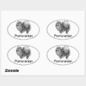 Sticker Ovale Pomeranian Euro (Feuille)