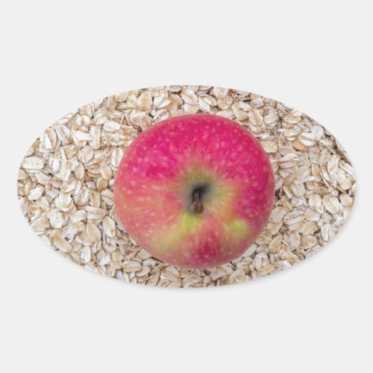 Sticker Ovale Pomme sur avoine (Devant)