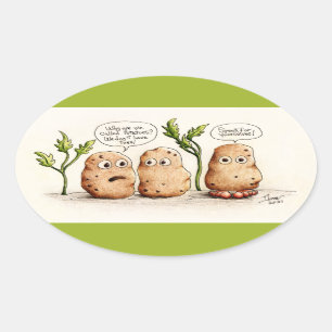Sticker Ovale Pommes de terre amusantes
