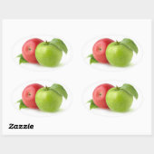 Sticker Ovale Pommes rouges et vertes (Feuille)