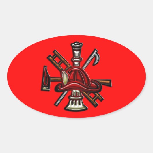 Sticker Ovale Pompier incendie et Secourir le service Emblem (Devant)